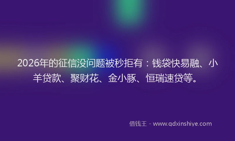 2026年的征信没问题被秒拒有：钱袋快易融、小羊贷款、聚财花、金小豚、恒瑞速贷等。