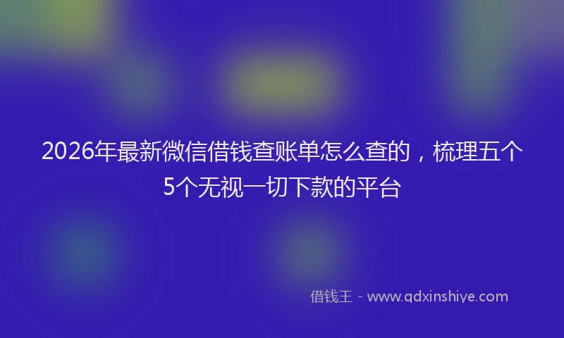 2026年最新微信借钱查账单怎么查的，梳理五个5个无视一切下款的平台