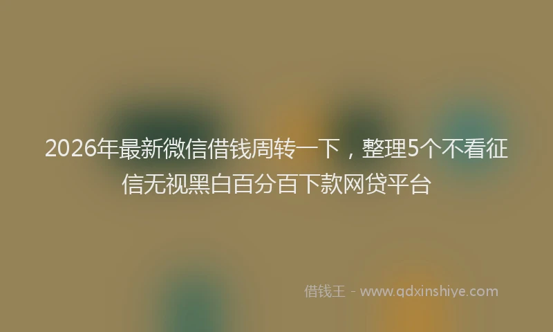2026年最新微信借钱周转一下，整理5个不看征信无视黑白百分百下款网贷平台