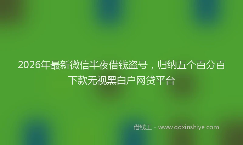2026年最新微信半夜借钱盗号，归纳五个百分百下款无视黑白户网贷平台