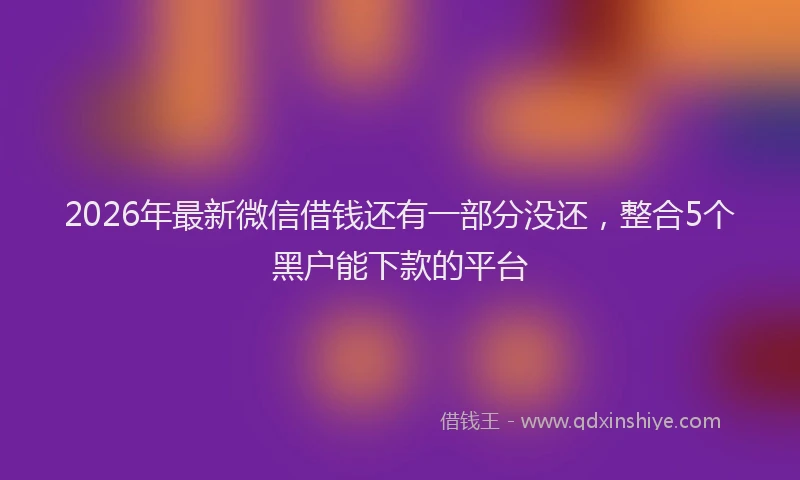 2026年最新微信借钱还有一部分没还，整合5个黑户能下款的平台