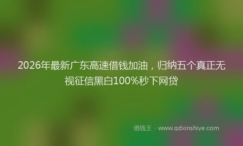 2026年最新广东高速借钱加油，归纳五个真正无视征信黑白100%秒下网贷