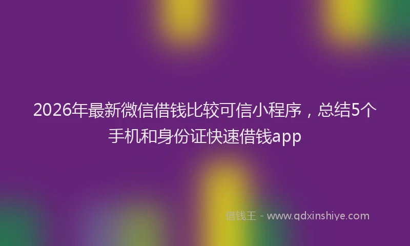 2026年最新微信借钱比较可信小程序，总结5个手机和身份证快速借钱app