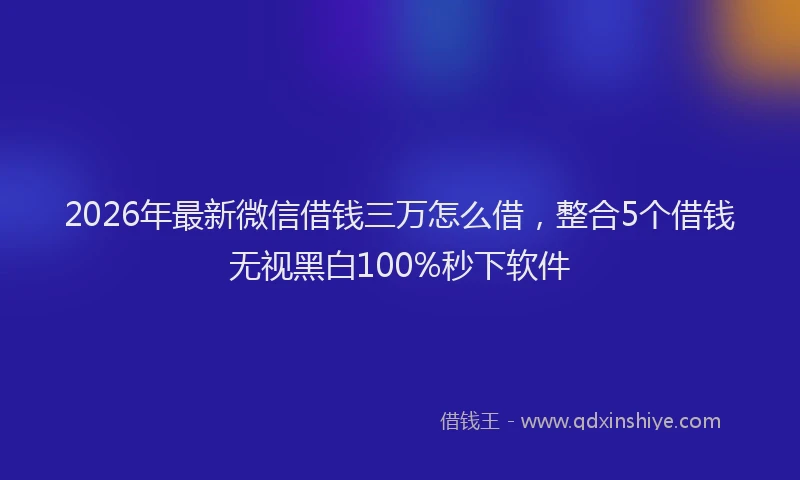2026年最新微信借钱三万怎么借，整合5个借钱无视黑白100%秒下软件