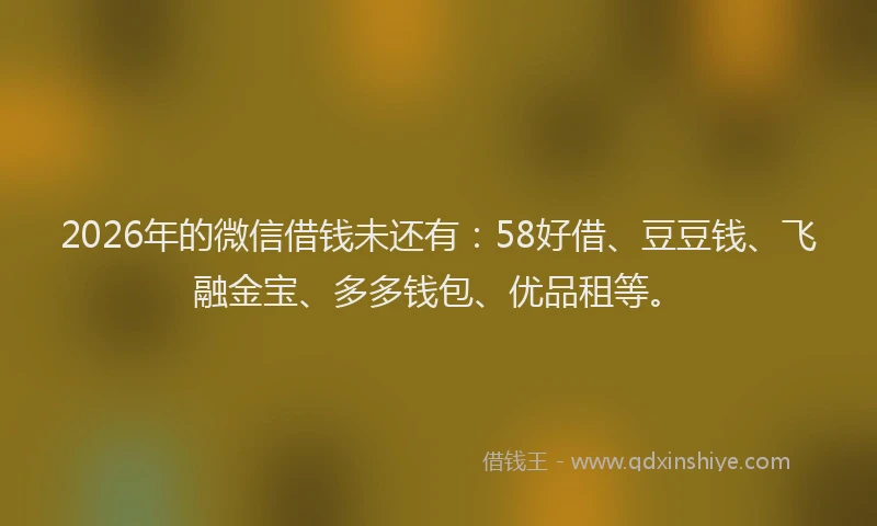 2026年的微信借钱未还有：58好借、豆豆钱、飞融金宝、多多钱包、优品租等。
