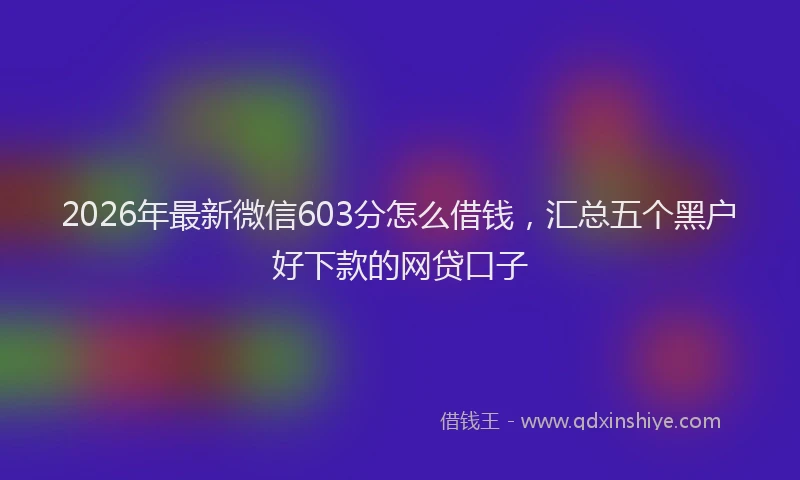 2026年最新微信603分怎么借钱，汇总五个黑户好下款的网贷口子