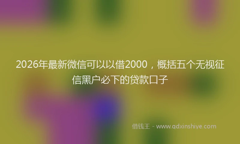 2026年最新微信可以以借2000，概括五个无视征信黑户必下的贷款口子