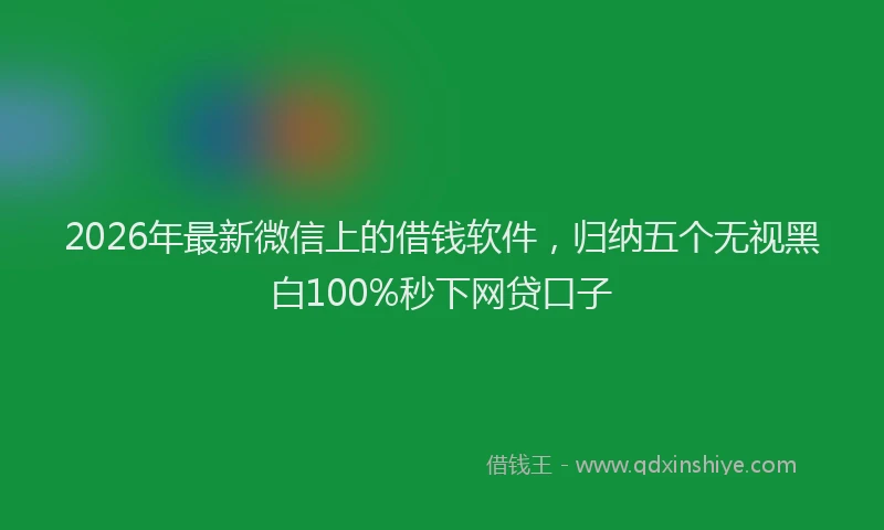 2026年最新微信上的借钱软件，归纳五个无视黑白100%秒下网贷口子