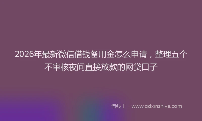 2026年最新微信借钱备用金怎么申请，整理五个不审核夜间直接放款的网贷口子