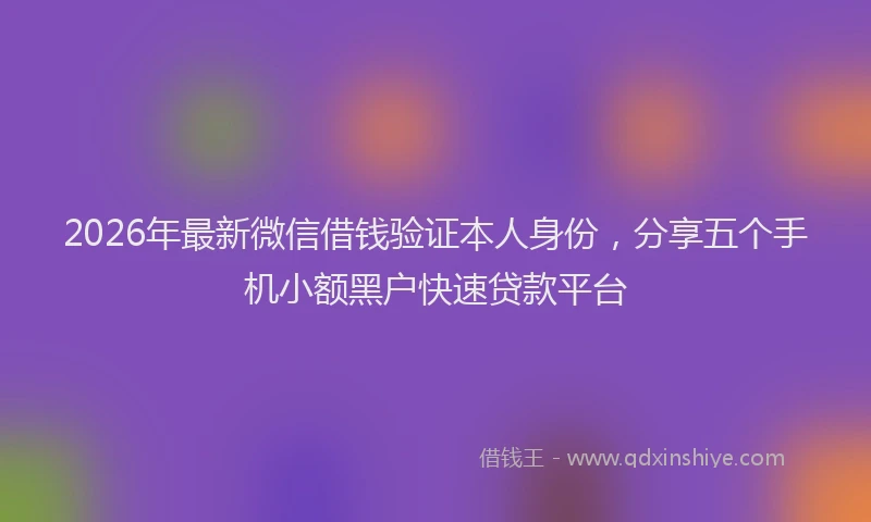 2026年最新微信借钱验证本人身份，分享五个手机小额黑户快速贷款平台