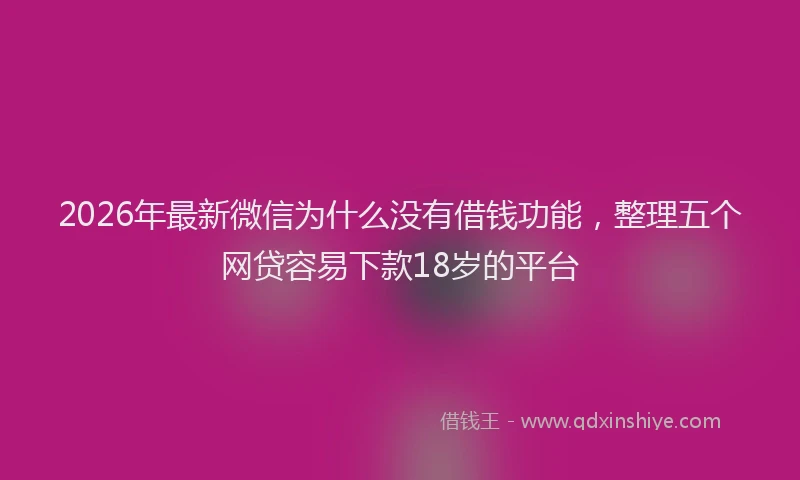 2026年最新微信为什么没有借钱功能，整理五个网贷容易下款18岁的平台