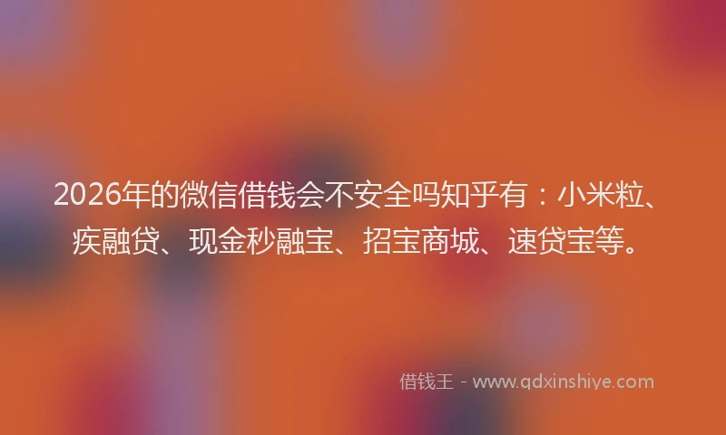 2026年的微信借钱会不安全吗知乎有：小米粒、疾融贷、现金秒融宝、招宝商城、速贷宝等。