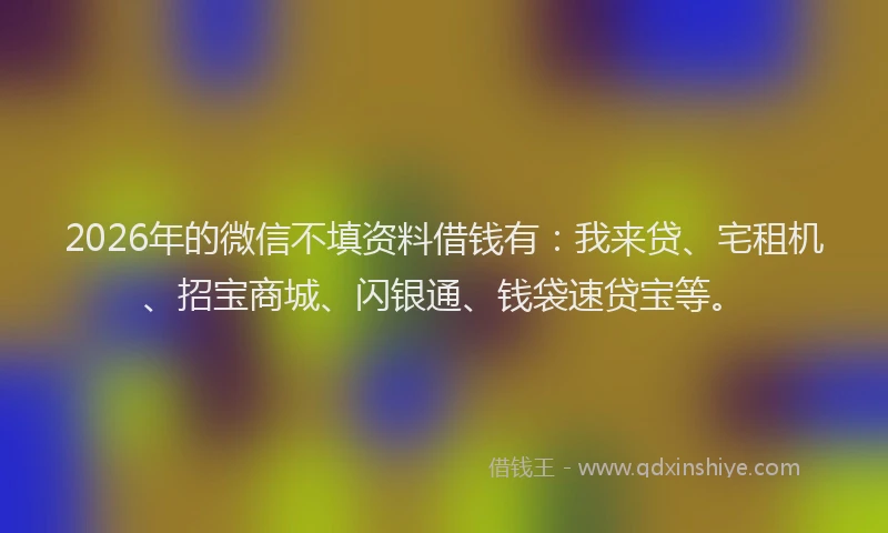 2026年的微信不填资料借钱有：我来贷、宅租机、招宝商城、闪银通、钱袋速贷宝等。