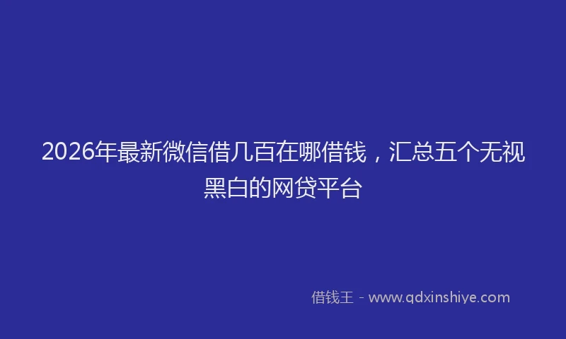 2026年最新微信借几百在哪借钱，汇总五个无视黑白的网贷平台