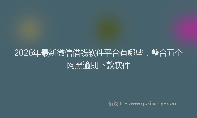 2026年最新微信借钱软件平台有哪些，整合五个网黑逾期下款软件