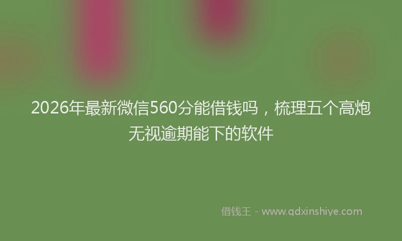 2026年最新微信560分能借钱吗，梳理五个高炮无视逾期能下的软件