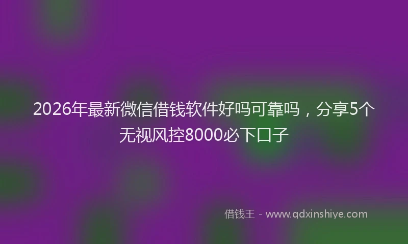 2026年最新微信借钱软件好吗可靠吗，分享5个无视风控8000必下口子