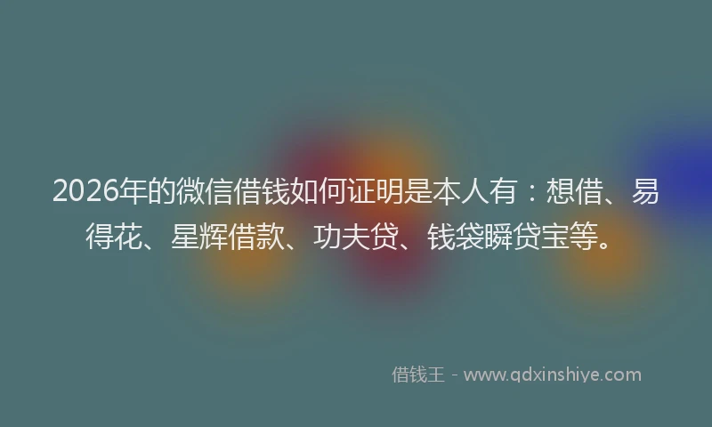 2026年的微信借钱如何证明是本人有：想借、易得花、星辉借款、功夫贷、钱袋瞬贷宝等。