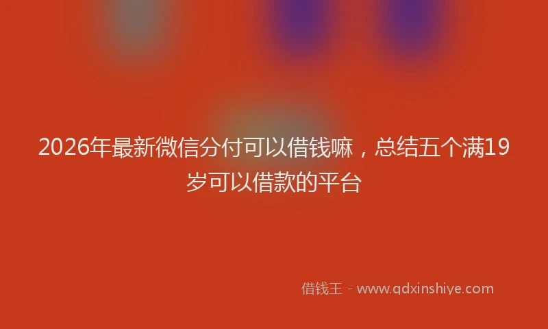 2026年最新微信分付可以借钱嘛，总结五个满19岁可以借款的平台
