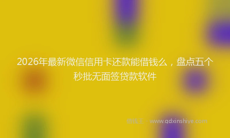 2026年最新微信信用卡还款能借钱么，盘点五个秒批无面签贷款软件