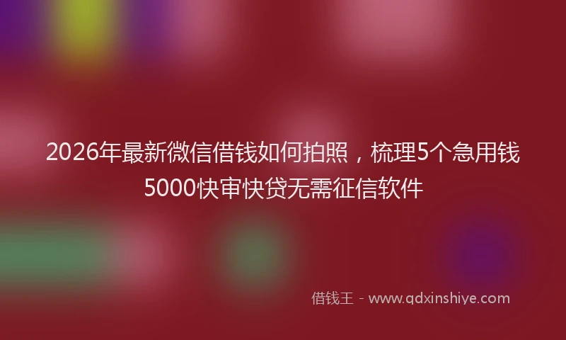 2026年最新微信借钱如何拍照，梳理5个急用钱5000快审快贷无需征信软件