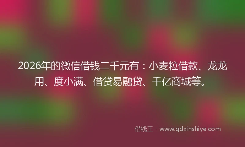 2026年的微信借钱二千元有：小麦粒借款、龙龙用、度小满、借贷易融贷、千亿商城等。
