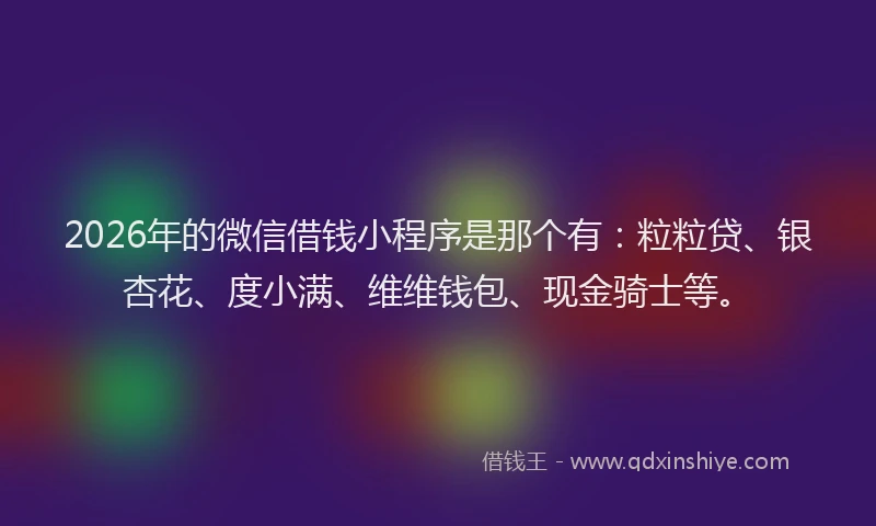 2026年的微信借钱小程序是那个有：粒粒贷、银杏花、度小满、维维钱包、现金骑士等。