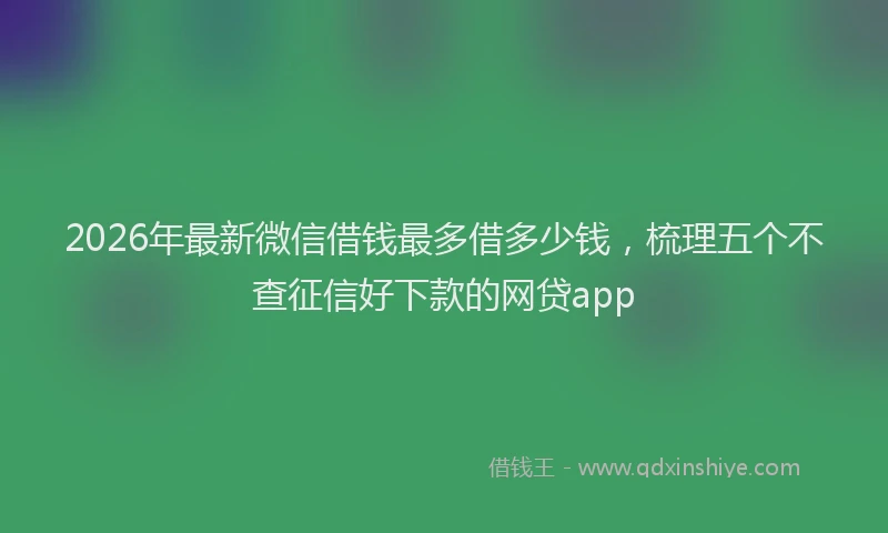 2026年最新微信借钱最多借多少钱，梳理五个不查征信好下款的网贷app