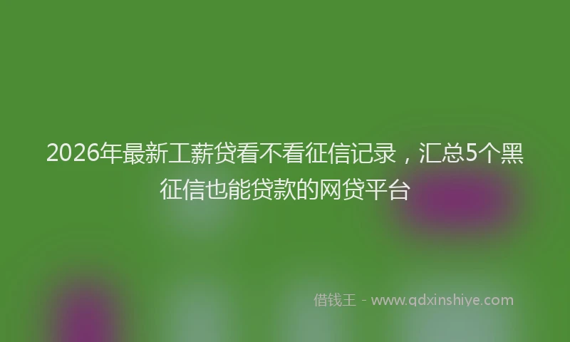 2026年最新工薪贷看不看征信记录，汇总5个黑征信也能贷款的网贷平台