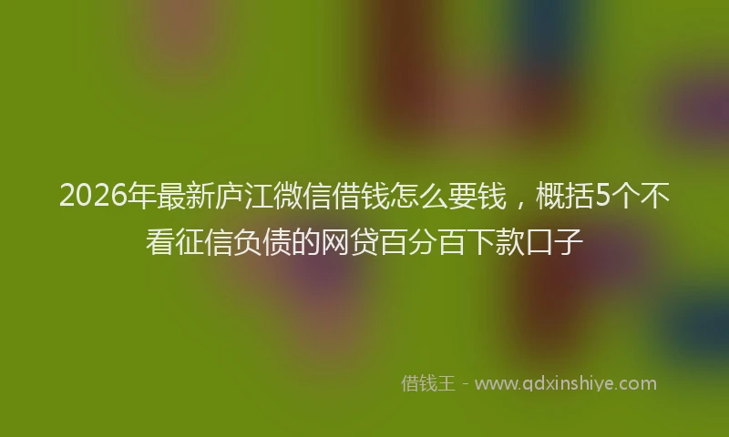 2026年最新庐江微信借钱怎么要钱，概括5个不看征信负债的网贷百分百下款口子