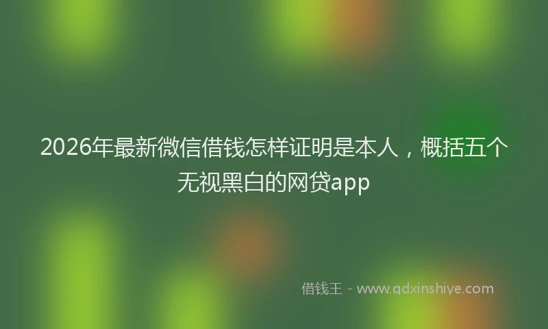 2026年最新微信借钱怎样证明是本人，概括五个无视黑白的网贷app
