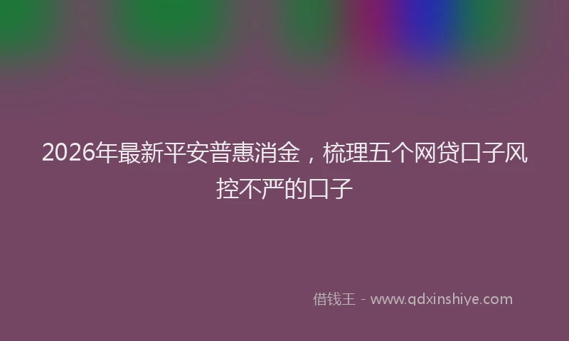 2026年最新平安普惠消金，梳理五个网贷口子风控不严的口子