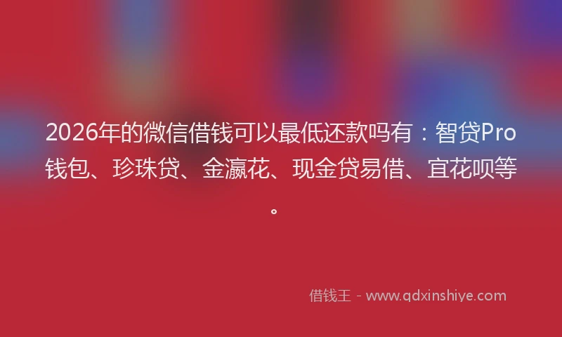 2026年的微信借钱可以最低还款吗有：智贷Pro钱包、珍珠贷、金瀛花、现金贷易借、宜花呗等。