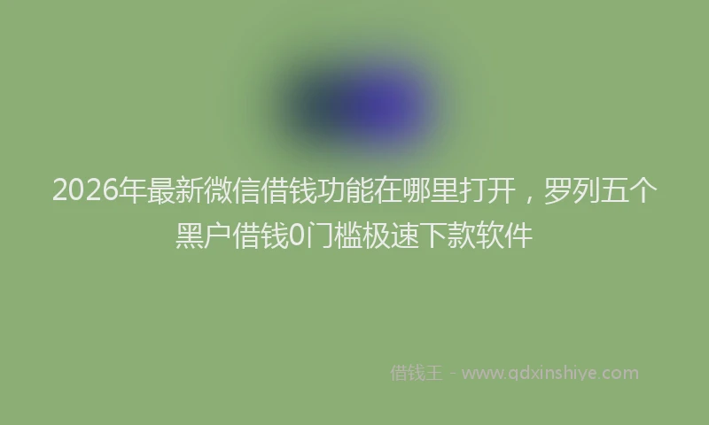 2026年最新微信借钱功能在哪里打开，罗列五个黑户借钱0门槛极速下款软件
