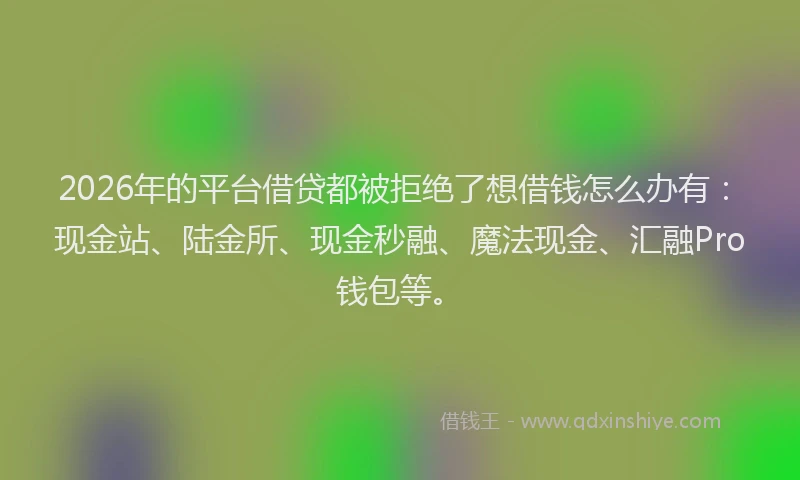 2026年的平台借贷都被拒绝了想借钱怎么办有：现金站、陆金所、现金秒融、魔法现金、汇融Pro钱包等。