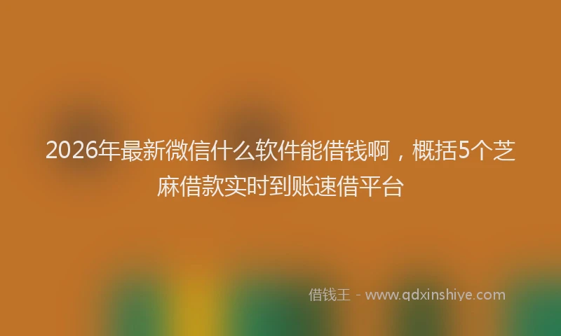 2026年最新微信什么软件能借钱啊，概括5个芝麻借款实时到账速借平台