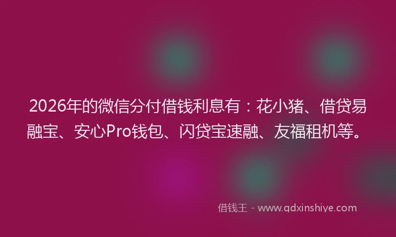 2026年的微信分付借钱利息有：花小猪、借贷易融宝、安心Pro钱包、闪贷宝速融、友福租机等。