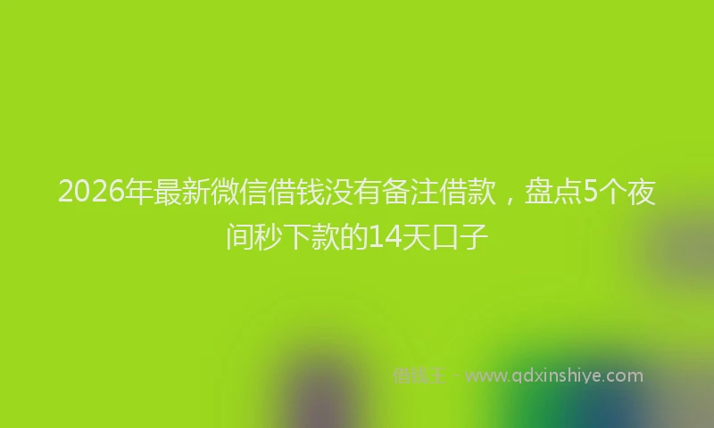 2026年最新微信借钱没有备注借款，盘点5个夜间秒下款的14天口子