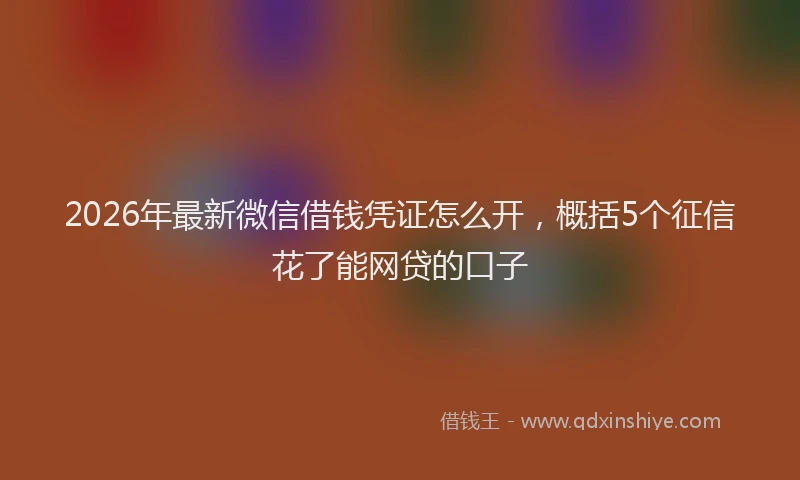 2026年最新微信借钱凭证怎么开，概括5个征信花了能网贷的口子