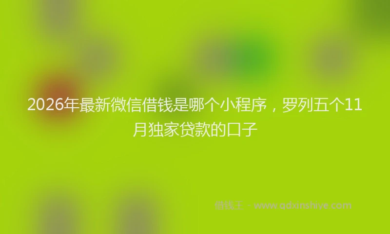 2026年最新微信借钱是哪个小程序，罗列五个11月独家贷款的口子