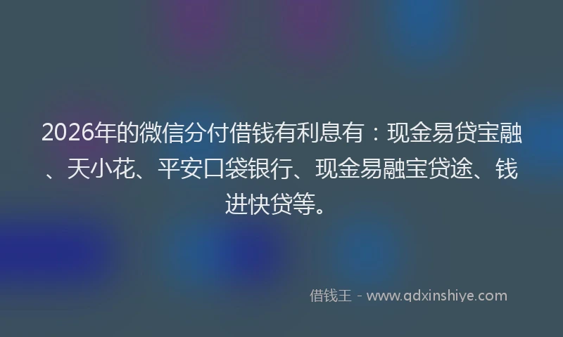 2026年的微信分付借钱有利息有：现金易贷宝融、天小花、平安口袋银行、现金易融宝贷途、钱进快贷等。