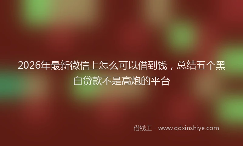 2026年最新微信上怎么可以借到钱，总结五个黑白贷款不是高炮的平台