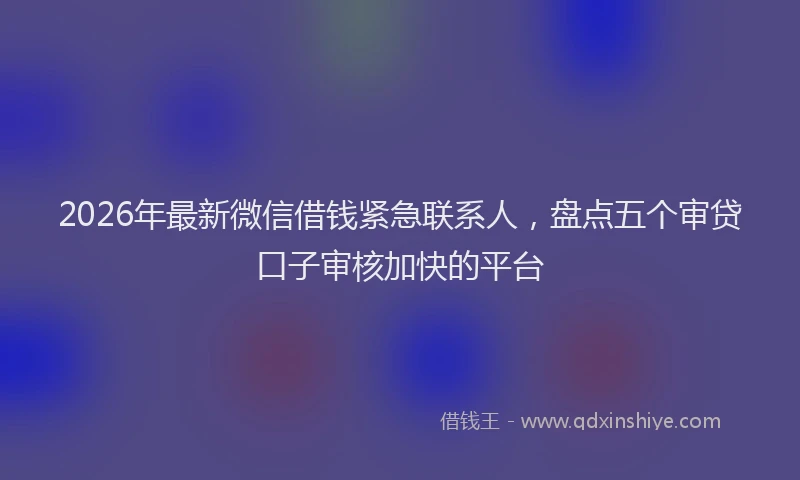 2026年最新微信借钱紧急联系人，盘点五个审贷口子审核加快的平台