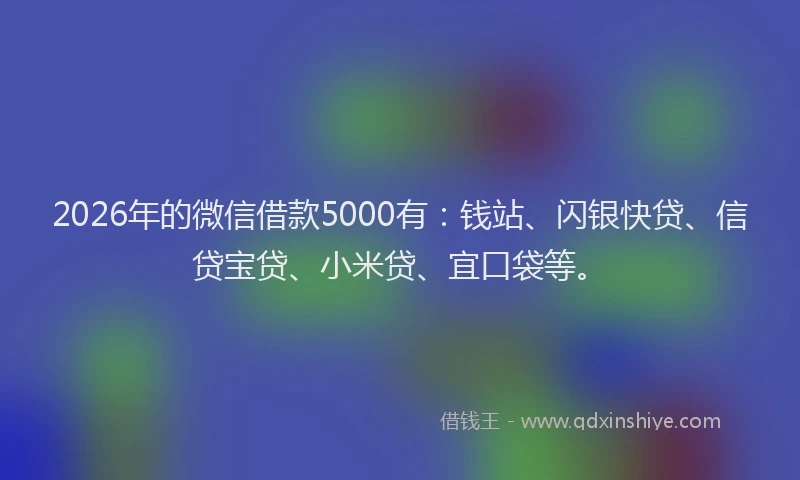 2026年的微信借款5000有：钱站、闪银快贷、信贷宝贷、小米贷、宜口袋等。
