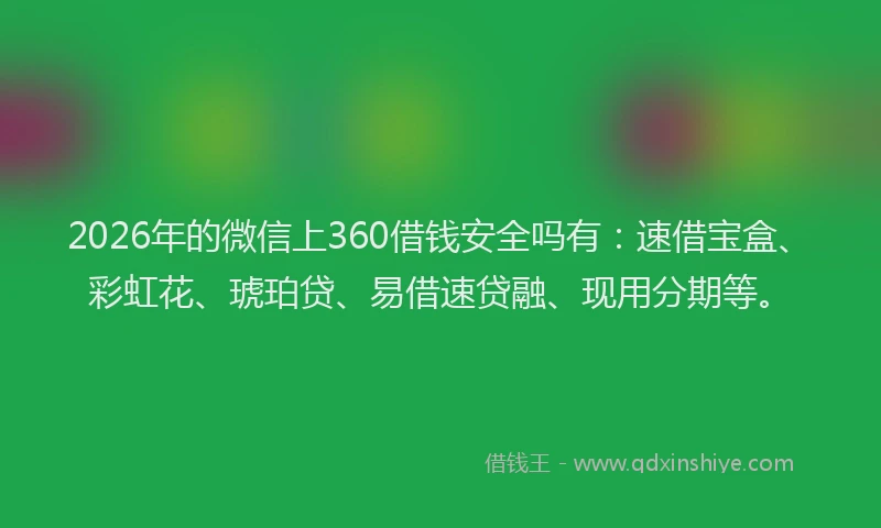2026年的微信上360借钱安全吗有：速借宝盒、彩虹花、琥珀贷、易借速贷融、现用分期等。