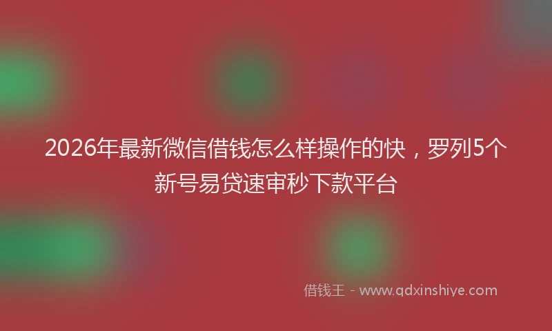 2026年最新微信借钱怎么样操作的快，罗列5个新号易贷速审秒下款平台