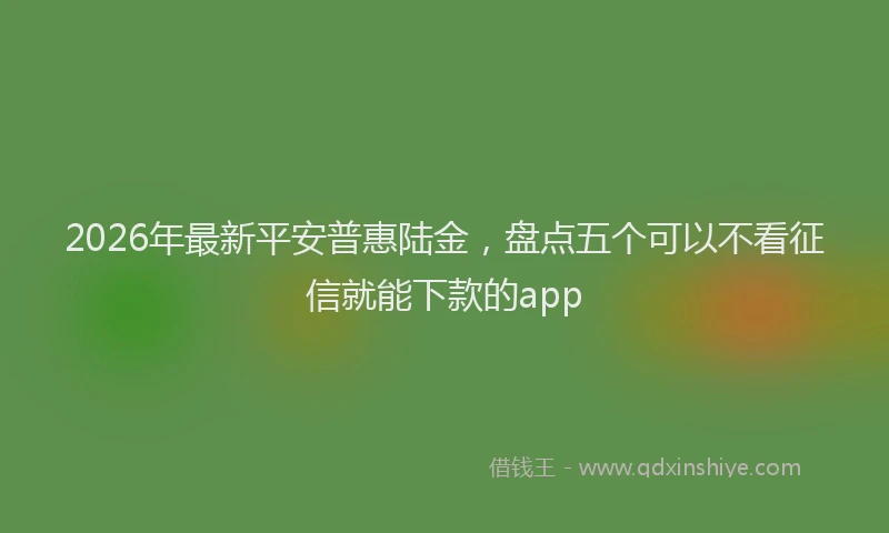 2026年最新平安普惠陆金，盘点五个可以不看征信就能下款的app