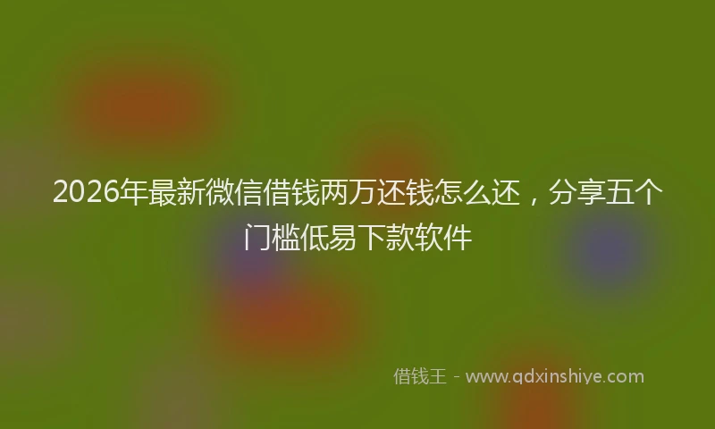 2026年最新微信借钱两万还钱怎么还，分享五个门槛低易下款软件