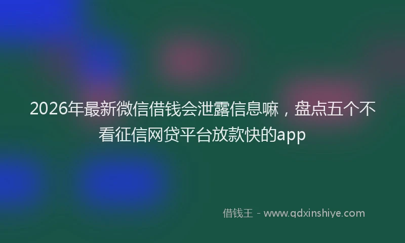 2026年最新微信借钱会泄露信息嘛，盘点五个不看征信网贷平台放款快的app