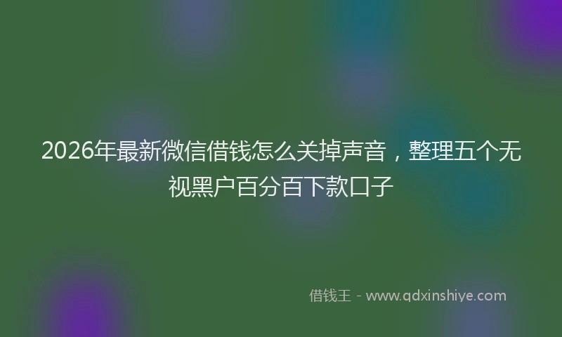 2026年最新微信借钱怎么关掉声音，整理五个无视黑户百分百下款口子
